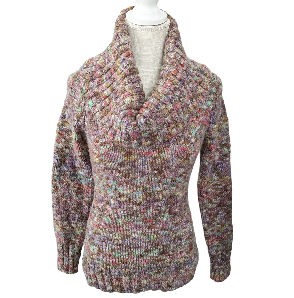 Cowl Neck‎ Sweater Wool Blend Colorful